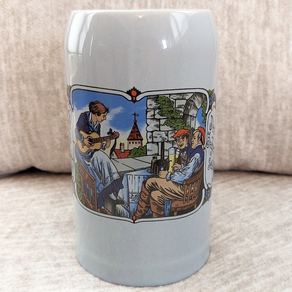German style beer drinking mug tall and heavy USA collectable ceramic stoneware - Picture 1 of 8